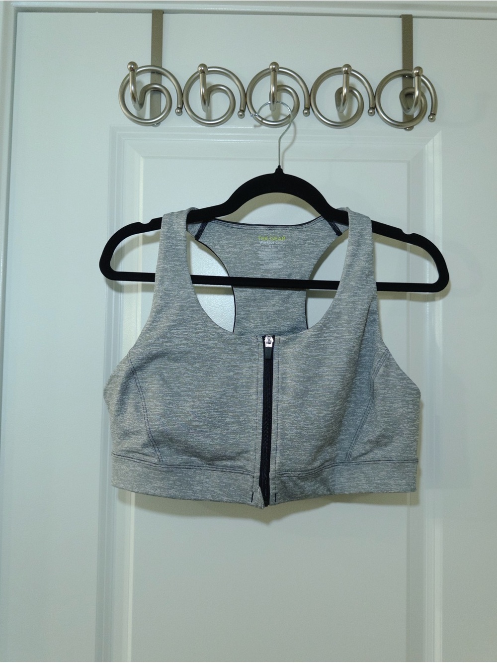 tek gear Gray Front-Zip Racerback Sports Bra